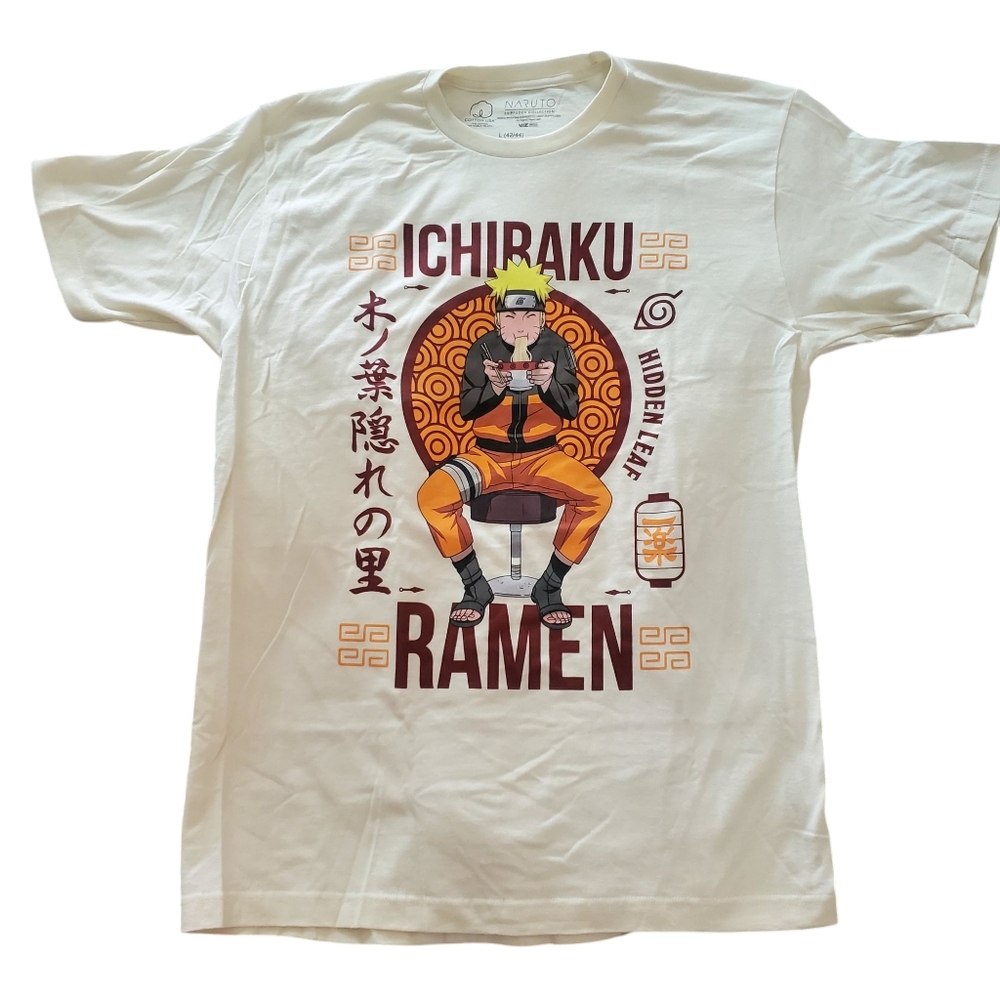 NWT Ichiraku Ramen Naruto Men's Graphic T-shirt L &‎ 2XL Off White